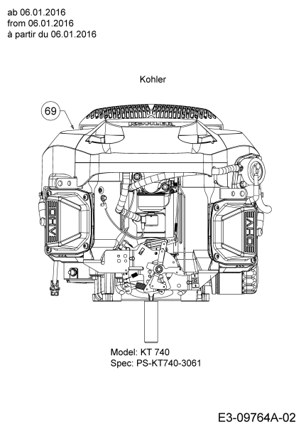 Cub Cadet Ersatzteile Zero Turn Z-Force S 60 17BSDGHD010  (2016) Motor Kohler ab 06.01.2016