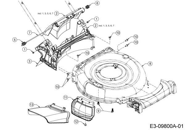 Ersatzteile Troy-Bilt Motormäher Troy-Bilt 21 Typ: 11A-B26M309  (2016) Deflektor, Leitstück hinten, Mähwerksgehäuse, Mulchklappe