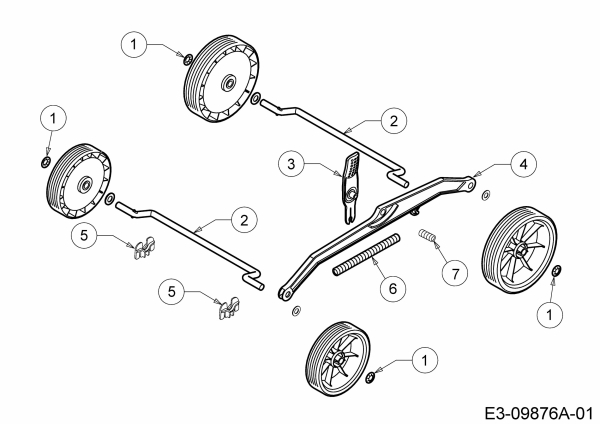 Ersatzteile WOLF-Garten Elektro Rasenmäher ohne Antrieb Expert 34 E Typ: 18CWF1S-C50  (2018) Achsen, Höhenverstellung 