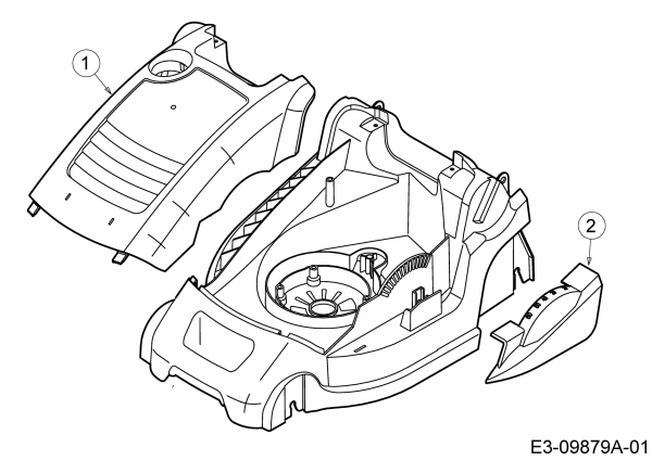 Ersatzteile WOLF-Garten Elektro Rasenmäher ohne Antrieb Expert 34 E Typ: 18CWF1S-C50  (2017) Abdeckung seitlich, Motorhaube 