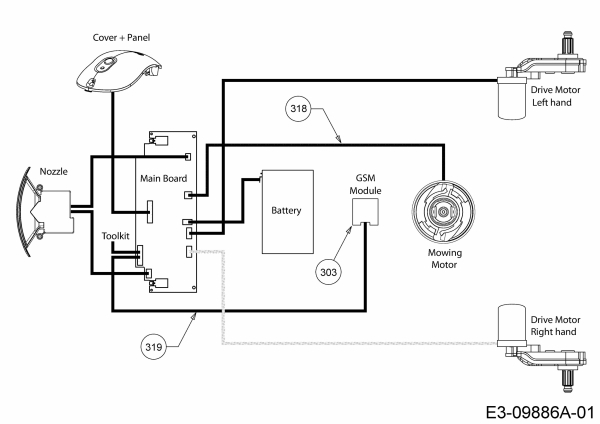 Ersatzteile WOLF-Garten Mähroboter Loopo S500 Typ: 22AXGA-A650 (2020) Kabel Mähmotor, Kabel Kommunikationsübertragung, Schaltplan 