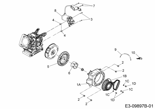 Ersatzteile MTD-Motoren Horizontal 670-WHA Typ: 752Z670-WHA  (2020) Elektrostarter, Lüfterrad, Reversierstarter