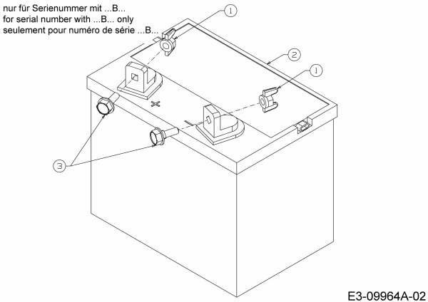 Ersatzteile Verts Loisirs Rasentraktoren VL 96 Typ: 13CH76KF617  (2014) Batterie nur für Serienummer mit ...B…