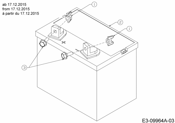 Cub Cadet Ersatzteile Rasentraktoren CC 917 HE 13HN99AE330  (2016) Batterie ab 17.12.2015