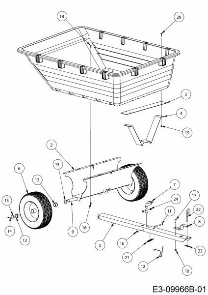 Ersatzteile Zubehör Garten- und Rasentraktoren Anhänger 45-05191 (196-831-000) Typ: 196-831-000 (2018) Grundgerät