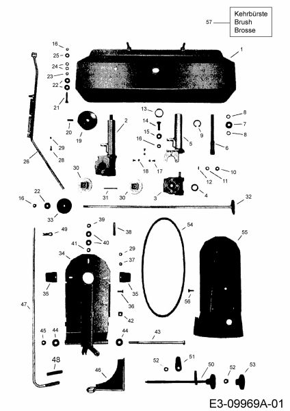 Ersatzteile Zubehör Garten- und Rasentraktoren Frontkehrmaschine FK 105 Typ: 196-226C678  (2019) Bürstenantrieb, Kehrwalzengehäuse