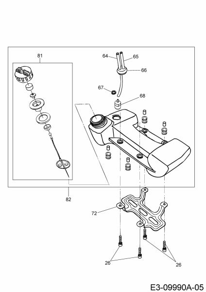 Ersatzteile MTD Motorsense 1043 AVS Typ: 41AD71YB678  (2019) Tank 