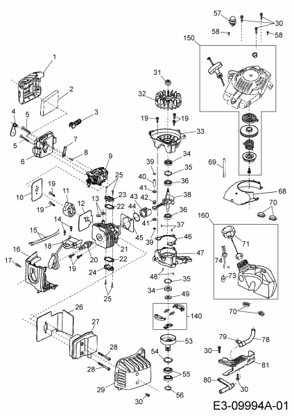 Ersatzteile MTD Benzin Heckenschere GHT 45/28 Typ: 41AQ0HV0678  (2020) Motor 