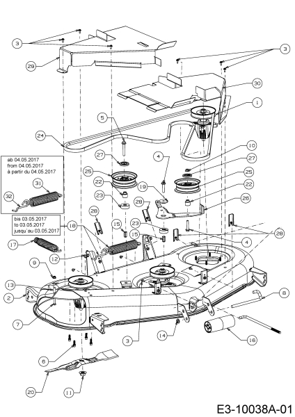 Cub Cadet Ersatzteile Gartentraktoren XT3 QS127 14AIA5CQ603  (2017) Mähwerk Q (50/127cm)