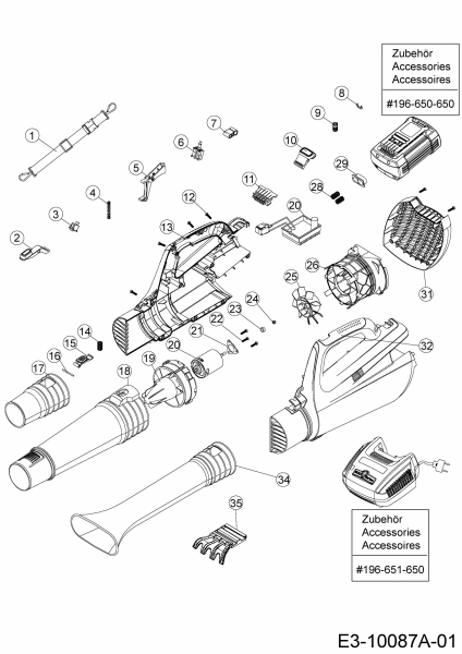 Ersatzteile WOLF-Garten Akku Laubbläser 72V Li-Ion Power 24 B Typ: 41AA0BO-650  (2018) Grundgerät 