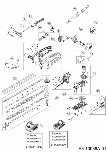 Ersatzteile WOLF-Garten Akku Heckenschere 72V Li-Ion Power 55 H Typ: 41AG0DO-650  (2017) Grundgerät