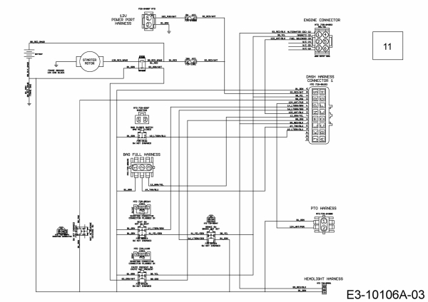 Ersatzteile WOLF-Garten Rasentraktor 106.185 H Typ: 13ALA1VR650  (2019) Hauptschaltplan 