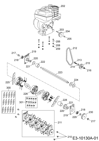 Cub Cadet Ersatzteile Motorvertikutierer XC1 B35 16AH9AMQ603  (2020) Keilriemen, Messerwalze, Motor