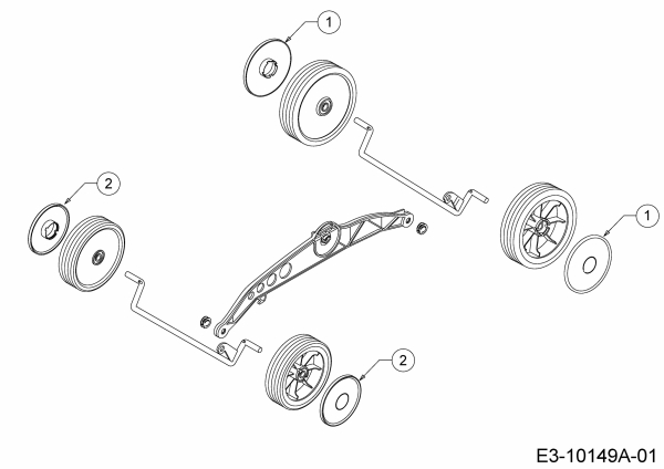 Ersatzteile WOLF-Garten Elektro Rasenmäher ohne Antrieb Expert 40 E Typ: 18BWH1K-650  (2019) Radkappen 