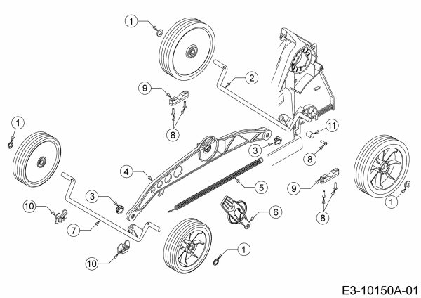 Ersatzteile WOLF-Garten Elektro Rasenmäher ohne Antrieb Blue Power 40 E Typ: 18BWH1Z1C50  (2013) Achse, Höhenverstellung 