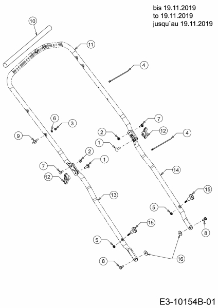Ersatzteile WOLF-Garten Benzin Rasenmäher mit Antrieb A 4600 A Typ: 12B-TOSC650 (2019) Holm bis 19.11.2019 