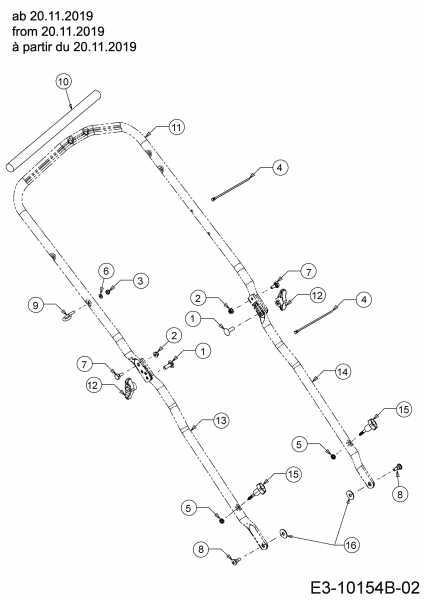 Ersatzteile WOLF-Garten Benzin Rasenmäher mit Antrieb Expert 460 A Typ: 12C-TUKC650 (2020) Holm ab 20.11.2019 