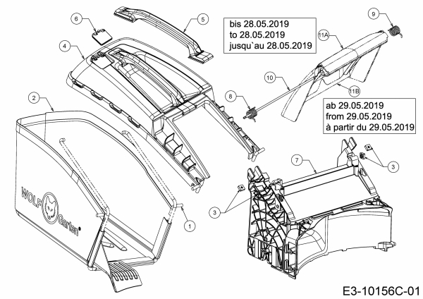 Ersatzteile WOLF-Garten Benzin Rasenmäher mit Antrieb A 420 AVHW Typ: 12AQLV5B650 (2019) Grasfangsack, Heckklappe, Leitstück hinten 