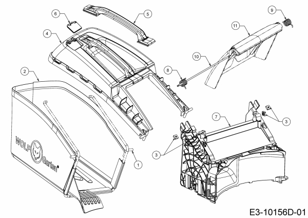 Ersatzteile WOLF-Garten Benzin Rasenmäher mit Antrieb A 460 ASPHW Typ: 12AWTV5E650 (2020) Grasfangsack, Heckklappe, Leitstück hinten 