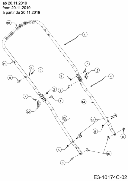 Ersatzteile WOLF-Garten Benzin Rasenmäher mit Antrieb A 5300 A Typ: 12B-POKC650 (2020) Holm ab 20.11.2019 