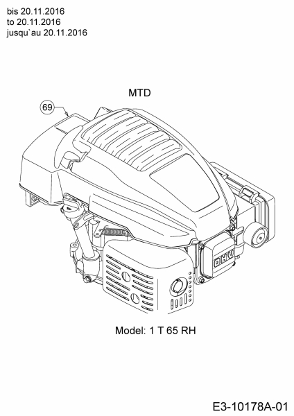 Ersatzteile MTD Benzin Rasenmäher mit Antrieb Smart 46 SPOHW Typ: 12A-TBS4600  (2017) Motor MTD bis 20.11.2016 