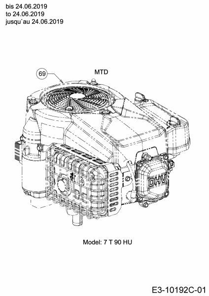 Cub Cadet Ersatzteile Rasentraktoren LT1 NS96 13AB76DF603  (2019) Motor MTD