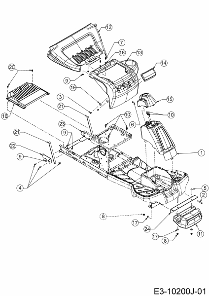 Ersatzteile MTD Rasentraktor Minirider 60 RDHE Typ: 13AW21SC600  (2019) Verkleidungen 
