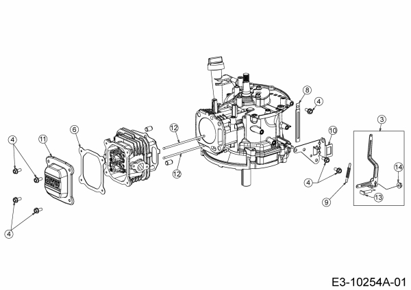 Ersatzteile MTD-Motoren Vertikal 5X65VU Typ: 752Z5X65VU  (2017) Reglerhebel, Ventildeckel