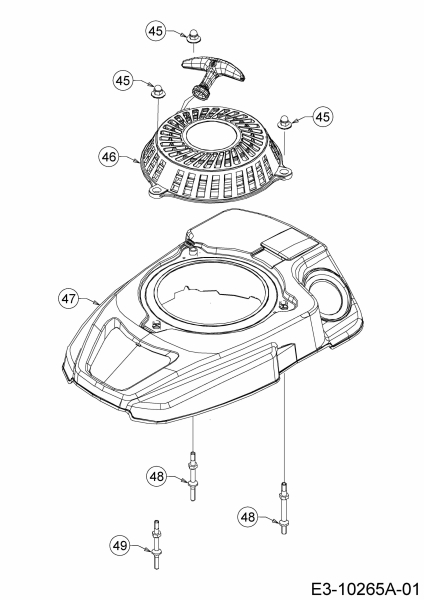 Ersatzteile MTD-Motoren Vertikal 5X70RHA Typ: 752Z5X70RHA  (2019) Gebläsegehäuse, Reversierstarter