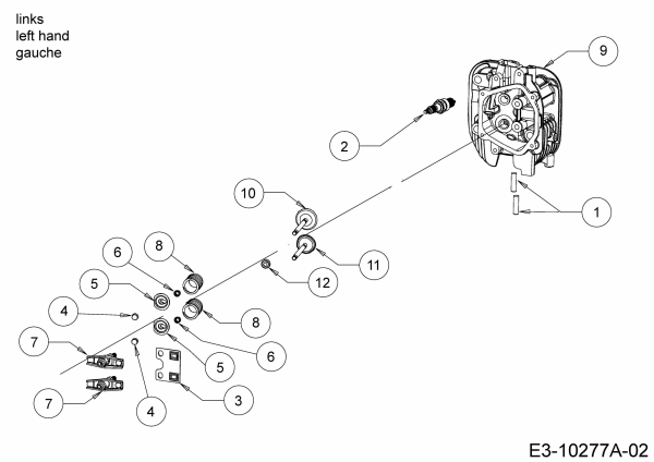 Ersatzteile MTD-Motoren Vertikal 9Q78HU Typ: 752Z9Q78HU  (2017) Zylinderkopf links