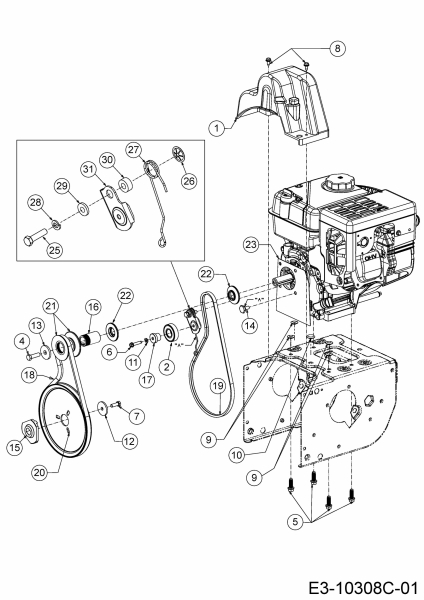 Ersatzteile MTD Schneefräse SMART ME 61 Typ: 31CW6BF2678  (2022) Fahrantrieb, Fräsantrieb 