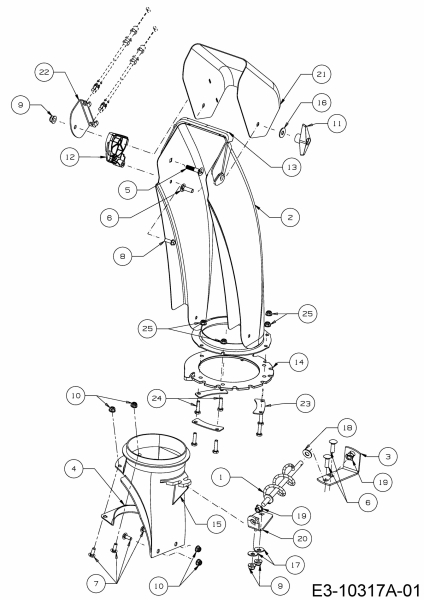Ersatzteile Zubehör Garten- und Rasentraktoren Schneefräsen für A Serie (NX 15) Seitenauswurf Typ: 19A40024100  (2018) Auswurfschacht