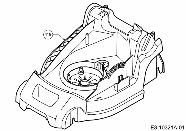 Ersatzteile WOLF-Garten Elektro Rasenmäher ohne Antrieb Blue Power 37 E Typ: 18AWG1Y1650  (2013) Mähwerksgehäuse 