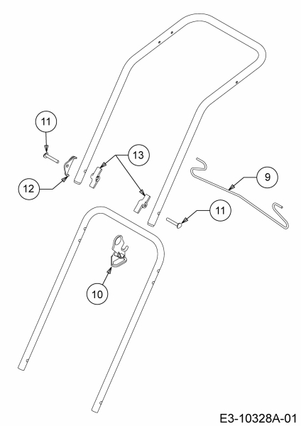 Ersatzteile WOLF-Garten Elektro Rasenmäher ohne Antrieb Blue Power 37 E Typ: 18AWG1Y1650  (2018) Befestigungsteile Holm 