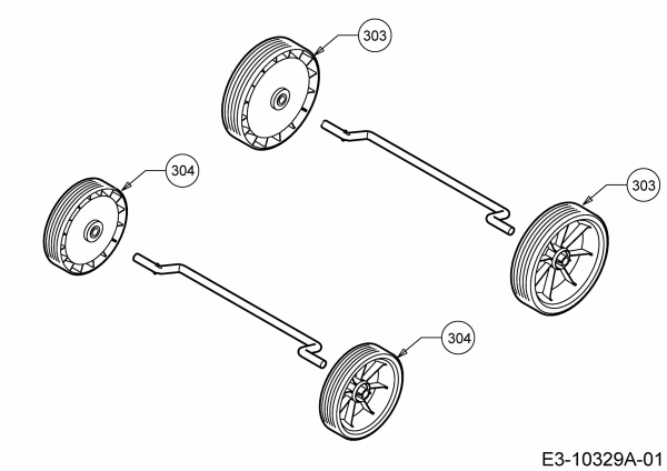 Ersatzteile WOLF-Garten Elektro Rasenmäher ohne Antrieb Blue Power 37 E Typ: 18AWG1Y1650  (2018) Räder 