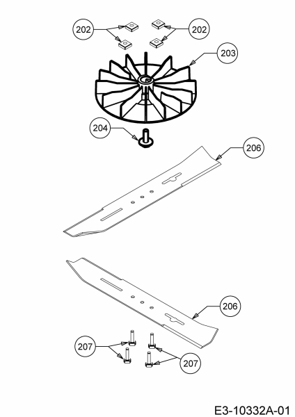 Ersatzteile WOLF-Garten Elektro Rasenmäher ohne Antrieb Blue Power 34 E Typ: 18BWF1X1C50  (2016) Messer, Messeraufnahme 