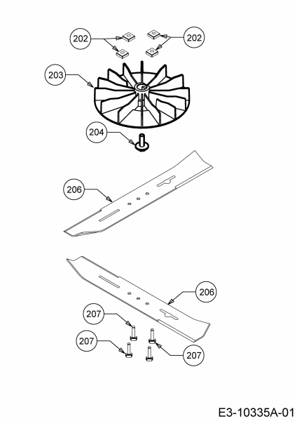 Ersatzteile WOLF-Garten Elektro Rasenmäher ohne Antrieb Blue Power 37 E Typ: 18AWG1Y1650  (2015) Messer, Messeraufnahme 