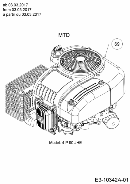 Ersatzteile MTD Benzin Rasenmäher mit Antrieb WCM 84 E Typ: 12AE76SM678  (2018) Motor MTD ab 03.03.2017 