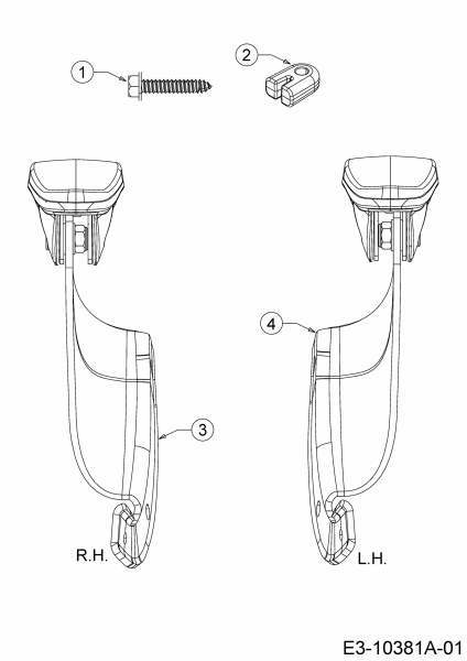 Ersatzteile Zubehör Garten- und Rasentraktoren Armlehnen für Sitze für A Serie (NX-15) WOLF-Garten Typ: 196-564-603  (2018) Armlehnen Cub Cadet