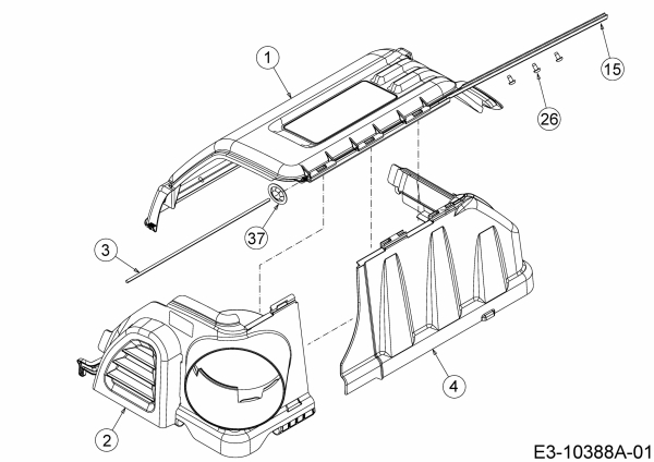 Ersatzteile Zubehör Garten- und Rasentraktoren Grasfangeinrichtung für A Serie (NX-15) mit Mähwerk S (42/107cm) Typ: 19A30030100  (2019) Grasfangsackdeckel