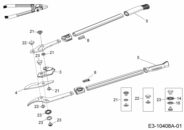 Ersatzteile WOLF-Garten Astschere Power Cut HRR 750 Typ: 73BGAA06650  (2018) Grundgerät 