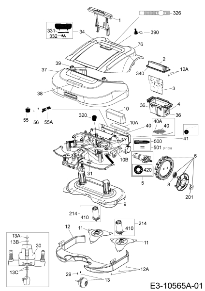 Ersatzteile Robomow Mähroboter TS 1000 Typ: PRD6100P  (2014) Elektromotore, Gehäuse, Messer, Räder