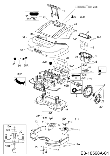 Ersatzteile Robomow Mähroboter MS 1000 Typ: PRD6100Y1  (2015) Elektromotore, Gehäuse, Messer, Räder