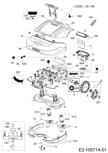 Ersatzteile Robomow Mähroboter RS612 Typ: PRD6100BG  (2015) Elektromotore, Gehäuse, Messer, Räder