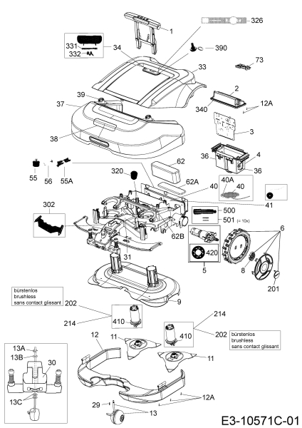 Ersatzteile Robomow Mähroboter RS612 US Typ: PRD6100US1G  (2017) Elektromotore, Gehäuse, Messer, Räder