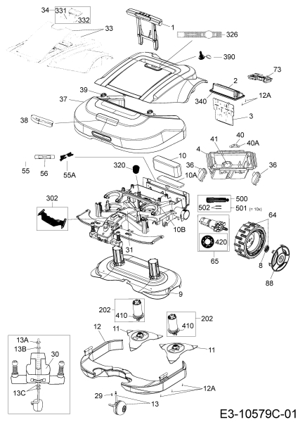 Ersatzteile Robomow Mähroboter RS635 PRO S Typ: PRD6300G  (2017) Elektromotore, Gehäuse, Messer, Räder