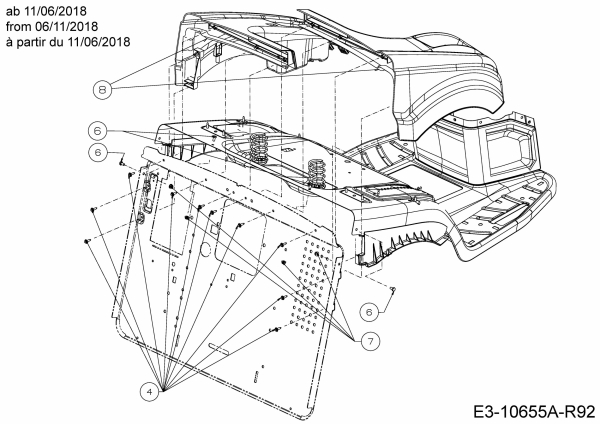 Ersatzteile MTD Rasentraktor 23/42 K Typ: 13AQA1KR308  (2018) Schrauben Heckplatte ab 11/06/2018 