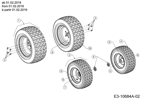 Cub Cadet Ersatzteile Gartentraktoren XT3 QS127 14CIA5CQ603  (2019) Räder ab 01.02.2019