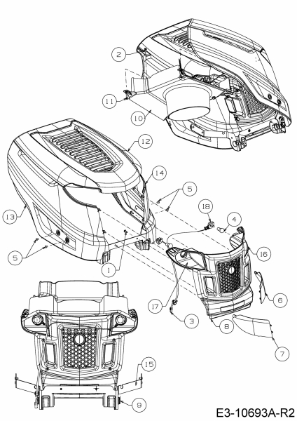 Ersatzteile MTD Rasentraktor 23/42 K Typ: 13AQA1KR308  (2018) Motorhaube K-Style 