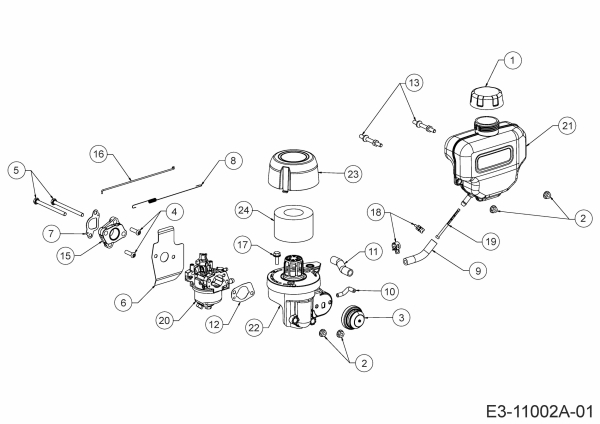 Ersatzteile MTD-Motoren Vertikal 1P51RH Typ: 752Z1P51RH (2019) Luftfilter, Reglerstange, Tank, Vergaser